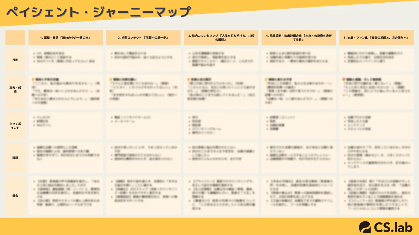 成形後に納品したペイシェント・ジャーニーマップ完全版